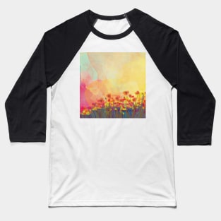 Watercolor field of flowers Baseball T-Shirt